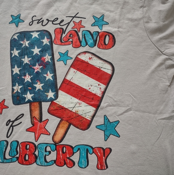 Port & Company Women's Grey SWEET LAND OF LIBERTY T-Shirt Size L - Picture 4 of 6
